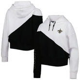 New Orleans Saints DKNY Sport Women's Bobbi Color Blocked Pullover Hoodie - White/Black outlet