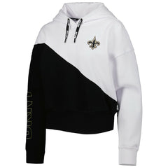 New Orleans Saints DKNY Sport Women's Bobbi Color Blocked Pullover Hoodie - White/Black outlet