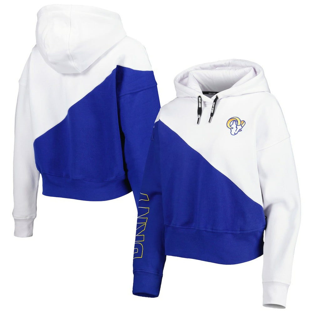 Los Angeles Rams DKNY Sport Women's Bobbi Color Blocked Pullover Hoodie - White/Royal cheap