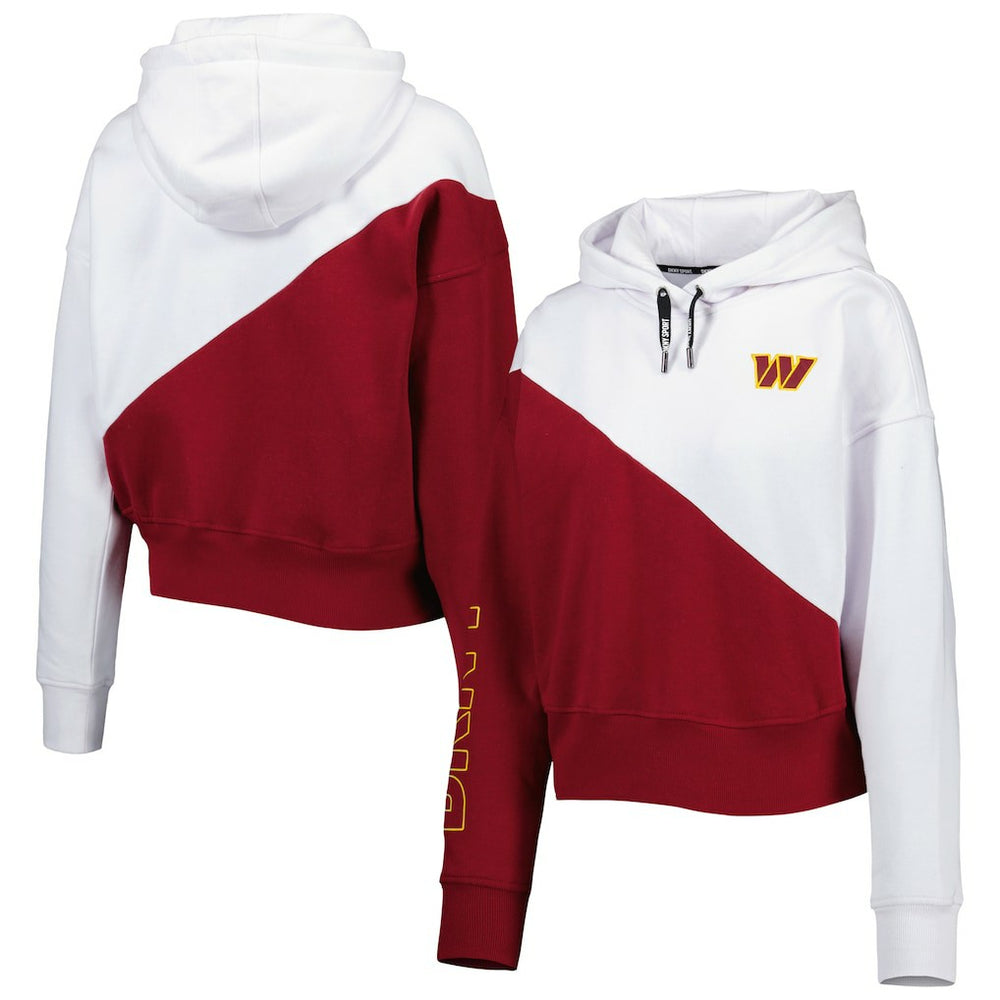 Washington Commanders DKNY Sport Women's Bobbi Color Blocked Pullover Hoodie - White/Burgundy on sale