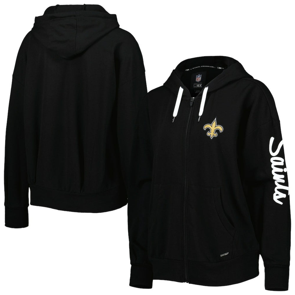 New Orleans Saints MSX by Michael Strahan Women's Emerson Lightweight Full-Zip Hoodie - Black outlet