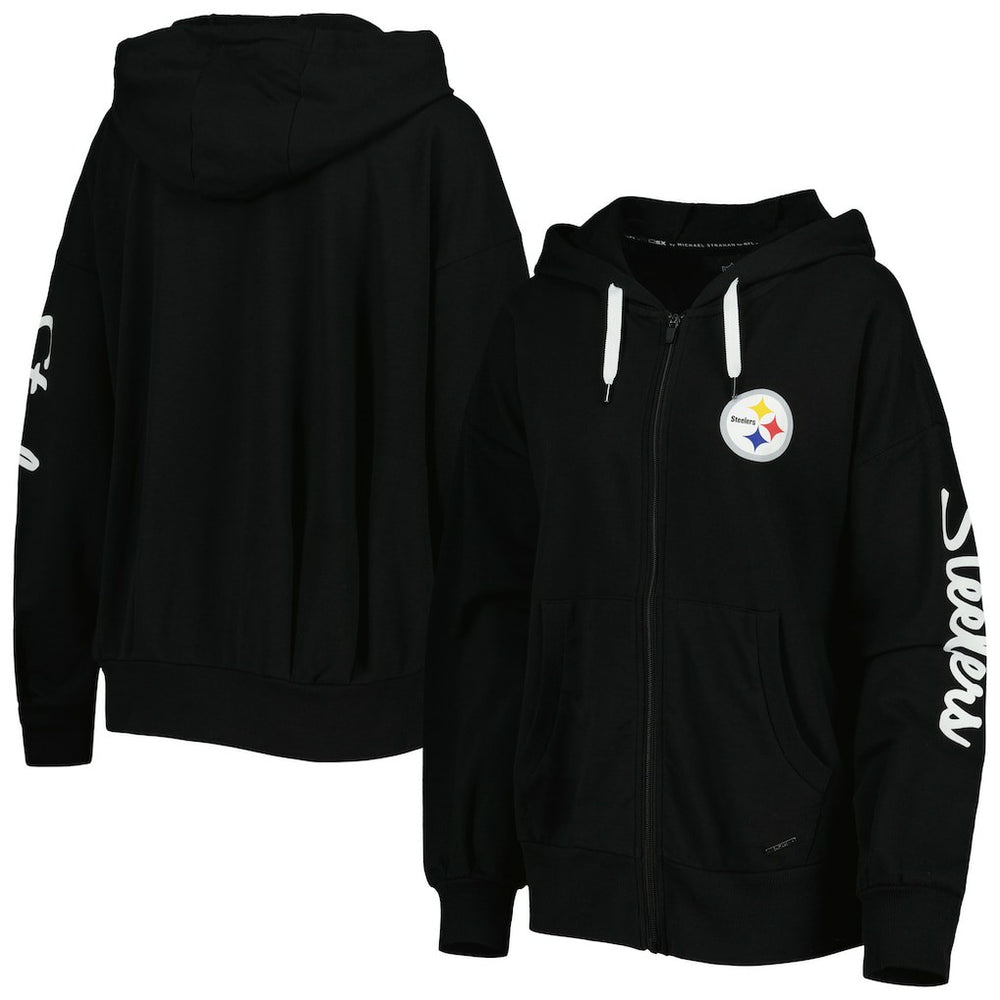 Pittsburgh Steelers MSX by Michael Strahan Women's Emerson Lightweight Full-Zip Hoodie - Black discount