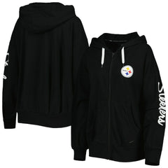Pittsburgh Steelers MSX by Michael Strahan Women's Emerson Lightweight Full-Zip Hoodie - Black discount