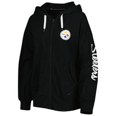 Pittsburgh Steelers MSX by Michael Strahan Women's Emerson Lightweight Full-Zip Hoodie - Black discount