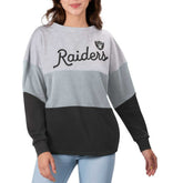 Las Vegas Raiders Touch Women's Outfield Deep V-Back Waist Length Pullover Sweatshirt - Heather Gray/Black online