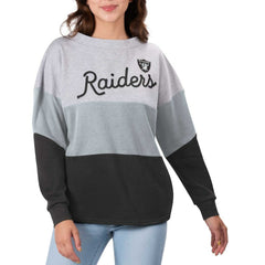 Las Vegas Raiders Touch Women's Outfield Deep V-Back Waist Length Pullover Sweatshirt - Heather Gray/Black online