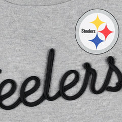 Pittsburgh Steelers Touch Women's Outfield Deep V-Back Waist Length Pullover Sweatshirt - Heather Gray/Black sale