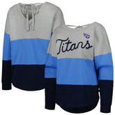 Tennessee Titans Touch Women's Outfield Deep V-Back Waist Length Pullover Sweatshirt - Heather Gray/Navy cheap