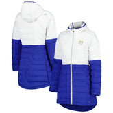 Los Angeles Rams MSX by Michael Strahan Women's Willow Quilted Hoodie Full-Zip Jacket - White/Royal sale