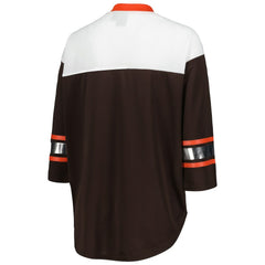 Cleveland Browns G-III 4Her by Carl Banks Women's Double Team 3/4-Sleeve Lace-Up T-Shirt - Brown/White cheap