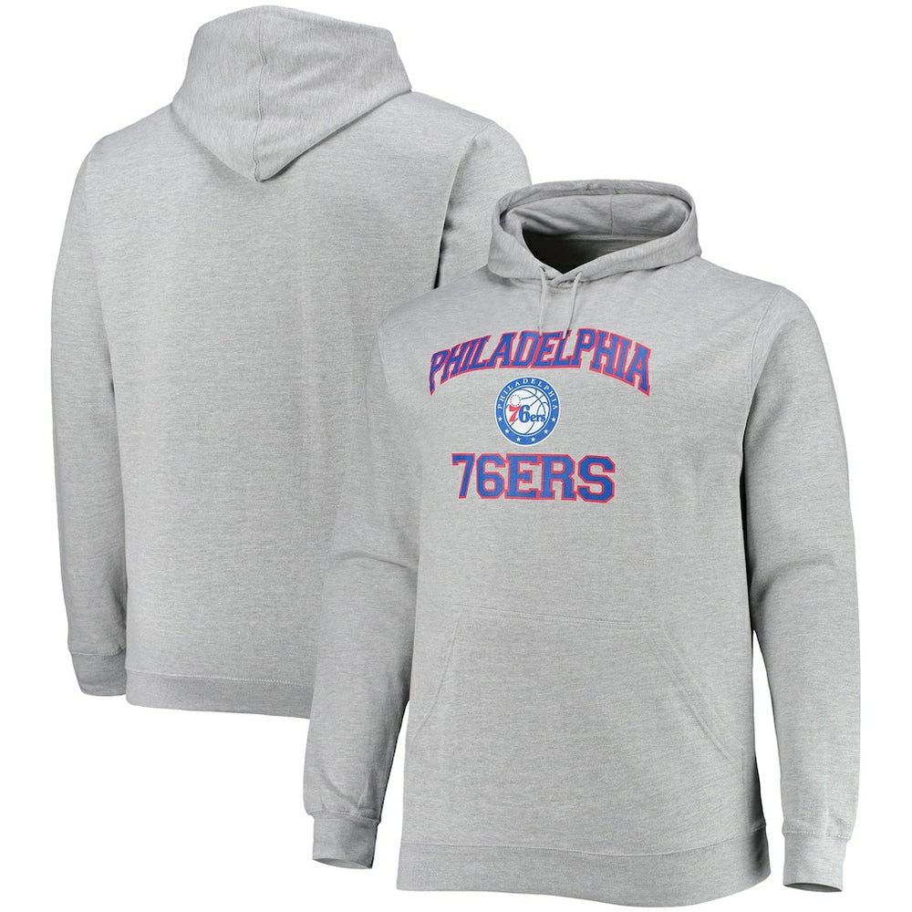 Philadelphia 76ers Big & Tall Heart & Soul Pullover Hoodie - Heathered Gray online