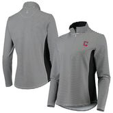 Cleveland Guardians Tommy Bahama Women's Aubrey Stripe Block IslandZone Half-Zip Jacket - Black