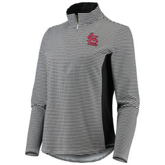 St. Louis Cardinals Tommy Bahama Women's Aubrey Stripe Block IslandZone Half-Zip Jacket - Black