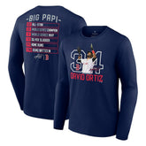 David Ortiz Boston Red Sox Stats Resume Long Sleeve T-Shirt - Navy