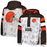 Cleveland Browns Starter Thursday Night Gridiron Raglan Half-Zip Hooded Jacket - White/Brown discount