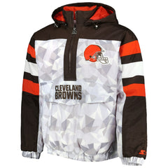 Cleveland Browns Starter Thursday Night Gridiron Raglan Half-Zip Hooded Jacket - White/Brown discount