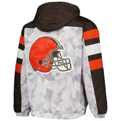 Cleveland Browns Starter Thursday Night Gridiron Raglan Half-Zip Hooded Jacket - White/Brown discount