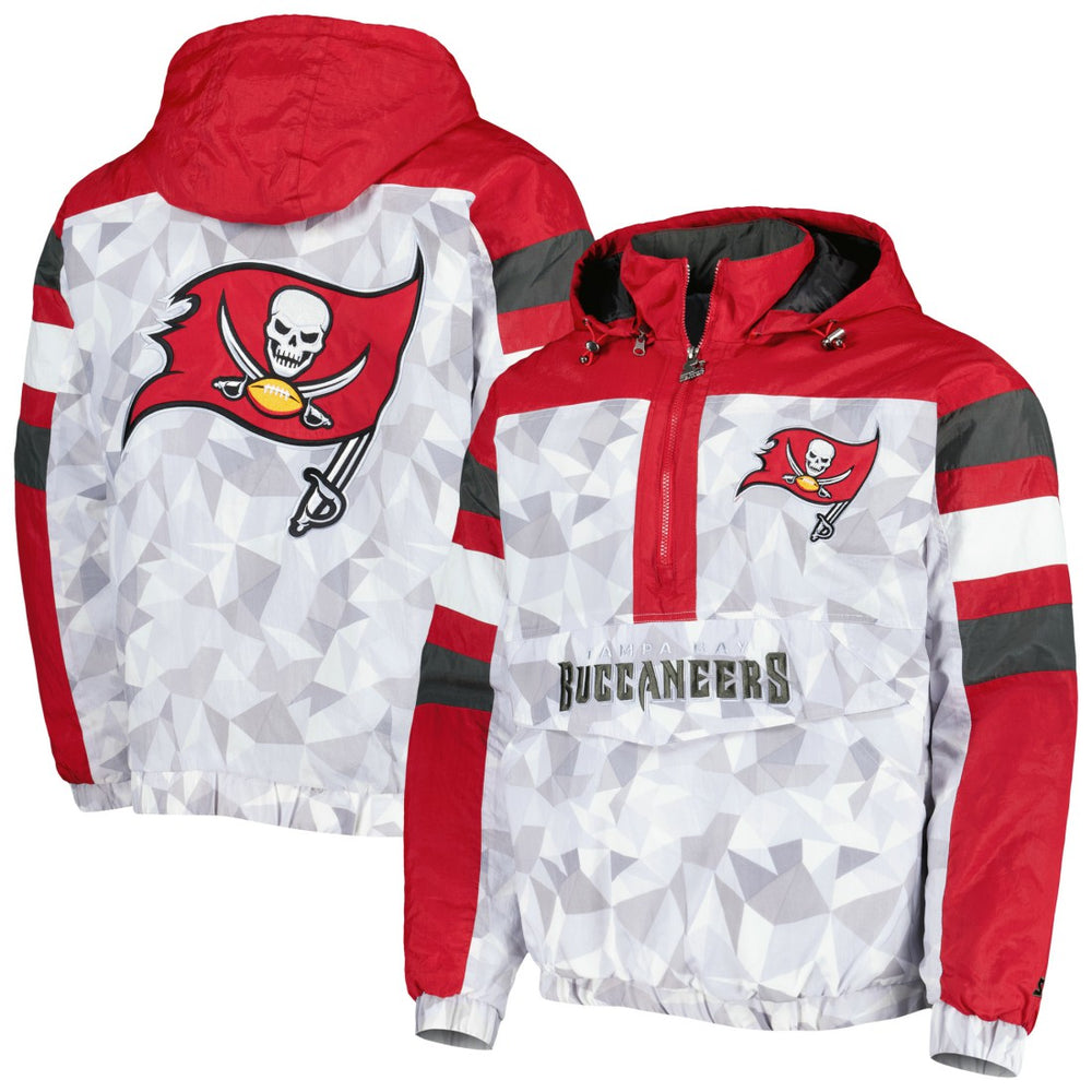 Tampa Bay Buccaneers Starter Thursday Night Gridiron Raglan Half-Zip Hooded Jacket - White/Red outlet