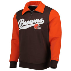 Cleveland Browns Tommy Hilfiger Aiden Quarter-Zip Sweatshirt - Brown/Orange sale