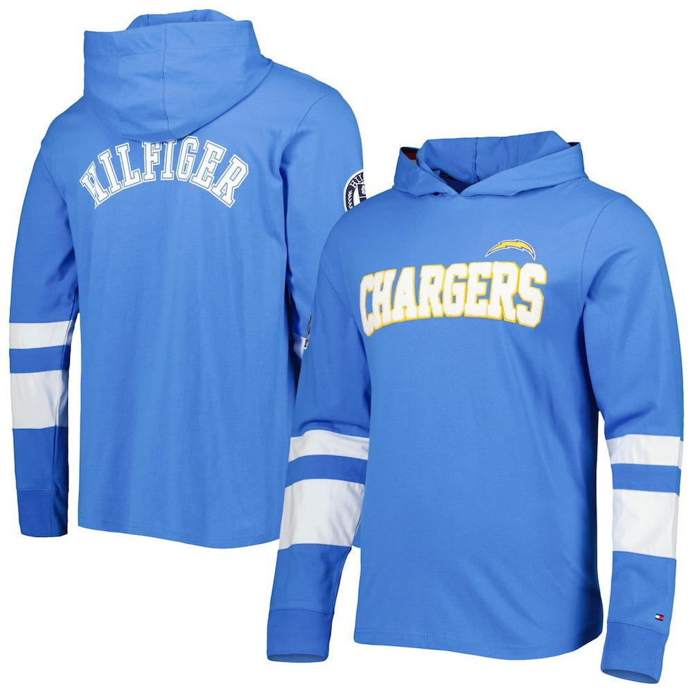 Los Angeles Chargers Tommy Hilfiger Alex Long Sleeve Hoodie T-Shirt - Powder Blue/White cheap