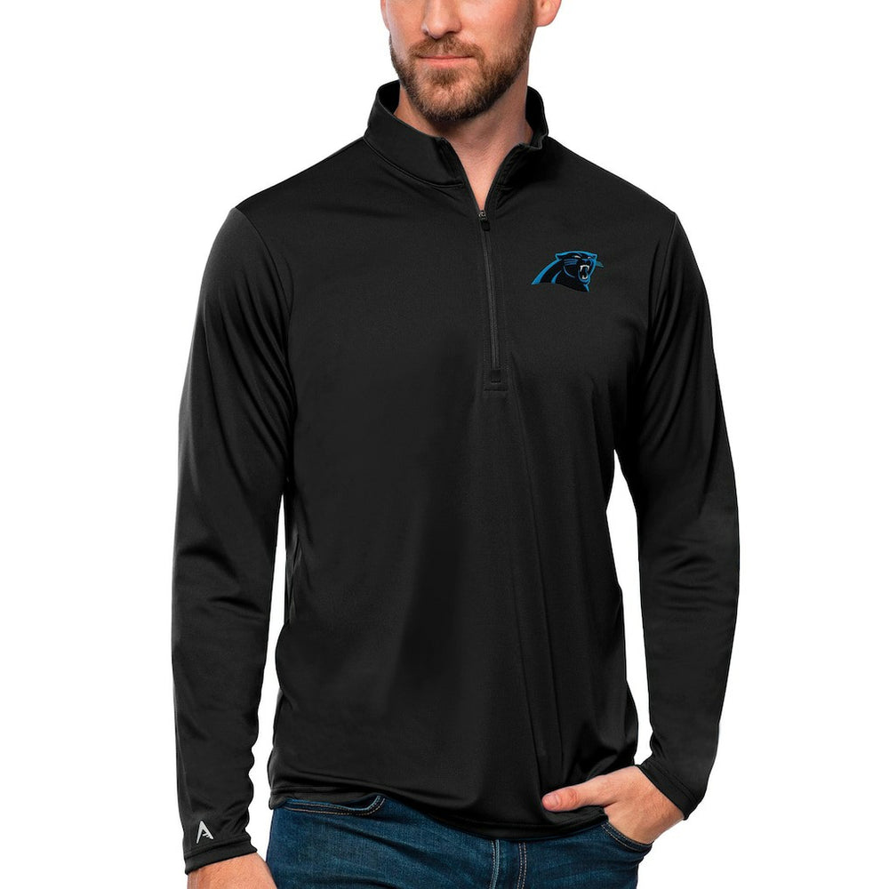 Carolina Panthers Antigua Tribute Quarter-Zip Lightweight Pullover Top - Black discount