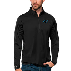 Carolina Panthers Antigua Tribute Quarter-Zip Lightweight Pullover Top - Black discount