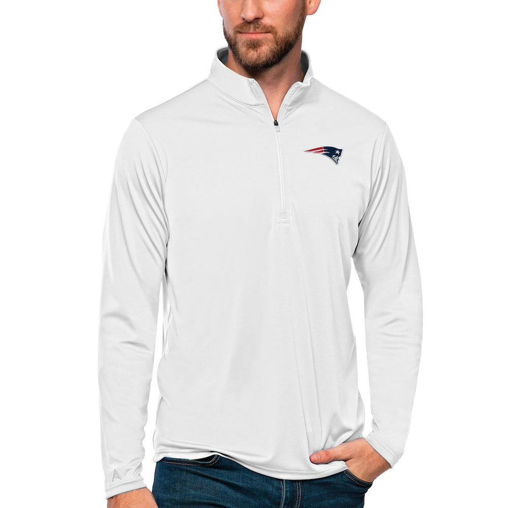 New England Patriots Antigua Tribute Quarter-Zip Lightweight Pullover Top - White outlet