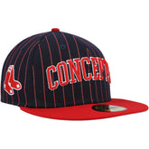 Boston Red Sox Concepts Pinstripe 59FIFTY Fitted Hat - Navy | New Era