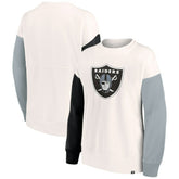 Las Vegas Raiders Women's Colorblock Primary Logo Pullover Sweatshirt - White on sale