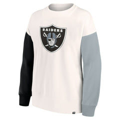 Las Vegas Raiders Women's Colorblock Primary Logo Pullover Sweatshirt - White on sale