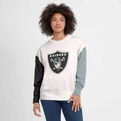 Las Vegas Raiders Women's Colorblock Primary Logo Pullover Sweatshirt - White on sale