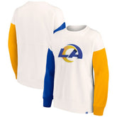 Los Angeles Rams Women's Colorblock Primary Logo Pullover Sweatshirt - White sale