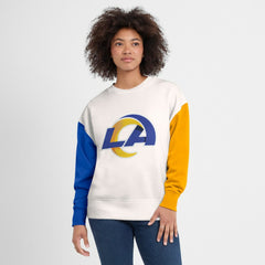 Los Angeles Rams Women's Colorblock Primary Logo Pullover Sweatshirt - White sale