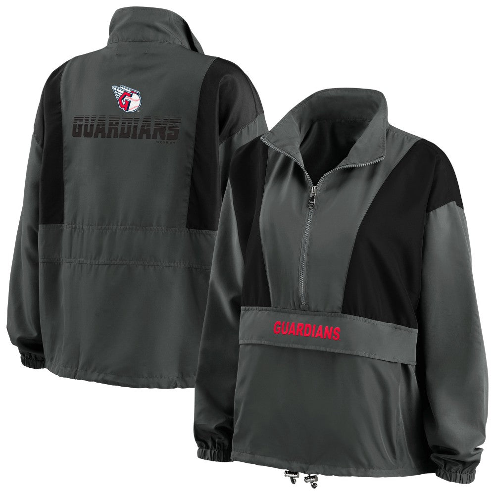 Cleveland Guardians WEAR by Erin Andrews Women's Packable Half-Zip Jacket - Charcoal