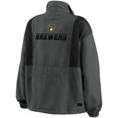 Milwaukee Brewers WEAR by Erin Andrews Women's Packable Half-Zip Jacket - Charcoal