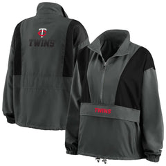 Minnesota Twins WEAR by Erin Andrews Women's Packable Half-Zip Jacket - Charcoal