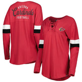 Arizona Cardinals New Era Women's Athletic Varsity Lace-Up Lightweight Long Sleeve T-Shirt - Cardinal on sale
