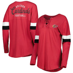 Arizona Cardinals New Era Women's Athletic Varsity Lace-Up Lightweight Long Sleeve T-Shirt - Cardinal on sale