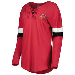 Arizona Cardinals New Era Women's Athletic Varsity Lace-Up Lightweight Long Sleeve T-Shirt - Cardinal on sale