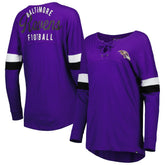 Baltimore Ravens New Era Women's Athletic Varsity Lace-Up Lightweight Long Sleeve T-Shirt - Purple cheap