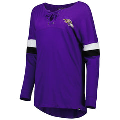 Baltimore Ravens New Era Women's Athletic Varsity Lace-Up Lightweight Long Sleeve T-Shirt - Purple cheap