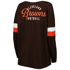 Cleveland Browns New Era Women's Athletic Varsity Lace-Up Lightweight Long Sleeve T-Shirt - Brown on sale