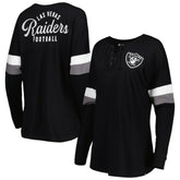 Las Vegas Raiders New Era Women's Athletic Varsity Lace-Up Lightweight Long Sleeve T-Shirt - Black online