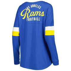 Los Angeles Rams New Era Women's Athletic Varsity Lace-Up Lightweight Long Sleeve T-Shirt - Royal on sale