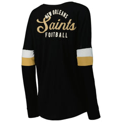 New Orleans Saints New Era Women's Athletic Varsity Lace-Up Lightweight Long Sleeve T-Shirt - Black sale