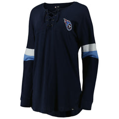 Tennessee Titans New Era Women's Athletic Varsity Lace-Up Lightweight Long Sleeve T-Shirt - Navy cheap