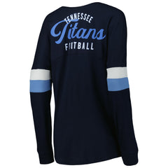 Tennessee Titans New Era Women's Athletic Varsity Lace-Up Lightweight Long Sleeve T-Shirt - Navy cheap