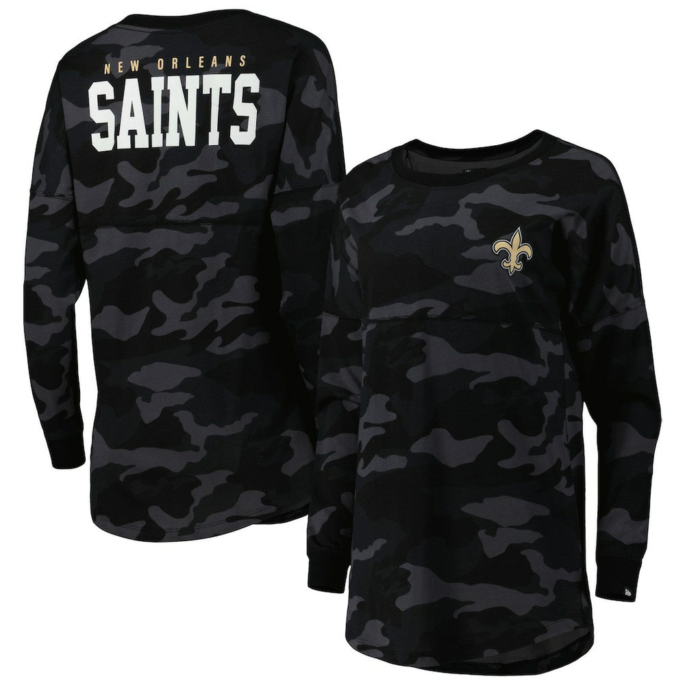 New Orleans Saints New Era Women's Camo Long Sleeve T-Shirt - Black outlet