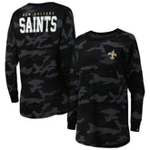 New Orleans Saints New Era Women's Camo Long Sleeve T-Shirt - Black outlet