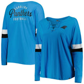 Carolina Panthers New Era Women's Plus Size Athletic Varsity Lace-Up V-Neck Long Sleeve T-Shirt - Blue online